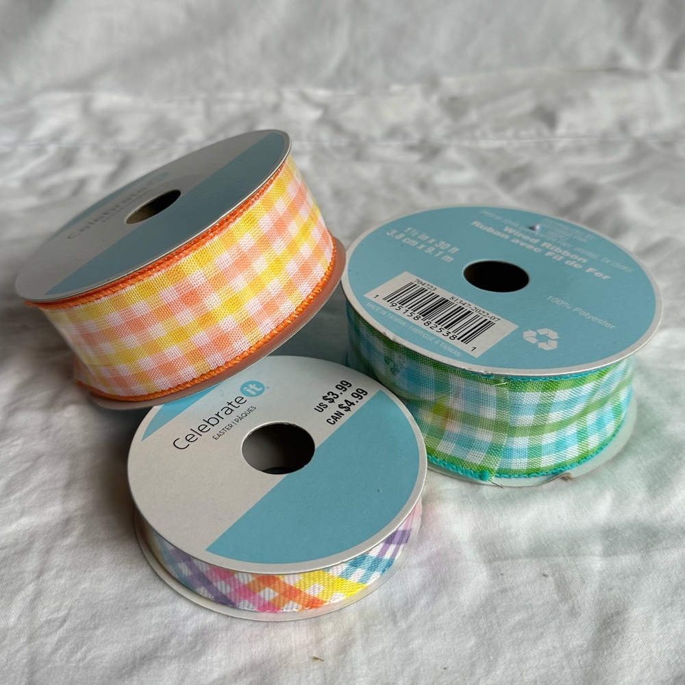 New Gingham Ribbon Set – Pastel Spring Colors